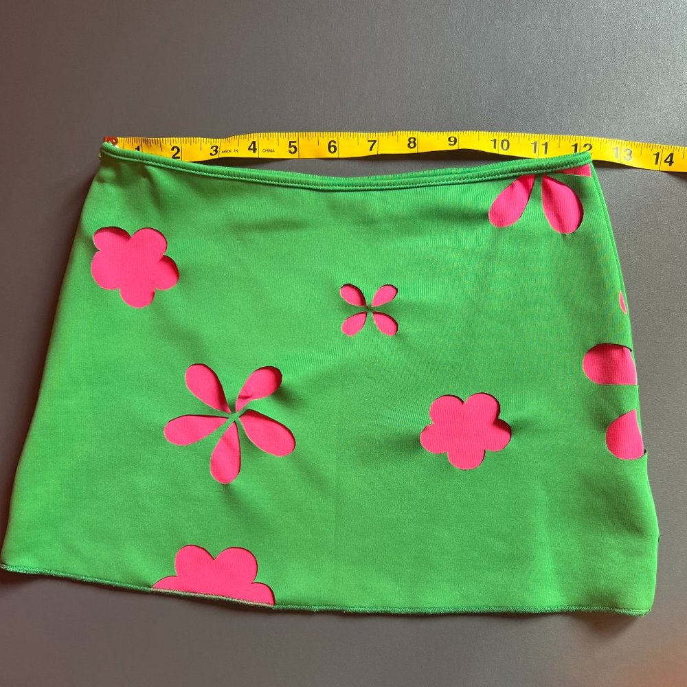 Micro mini Green cutout hot pink skirt XS